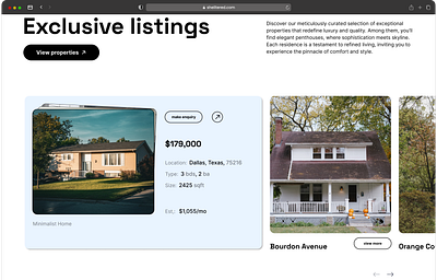 Real Estate landing page; Listings Section housing landing page real estate ui ux web design