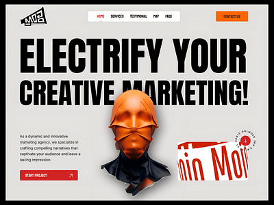 Creative Marketing Landing page 2025 3d animation bold branding creative graphic design logo marketing minimal motion graphics trending typography ui