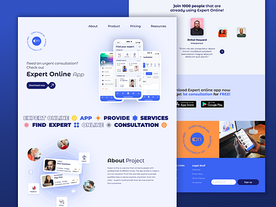 Landing page for consultations app app branding landin landing page design ui ux