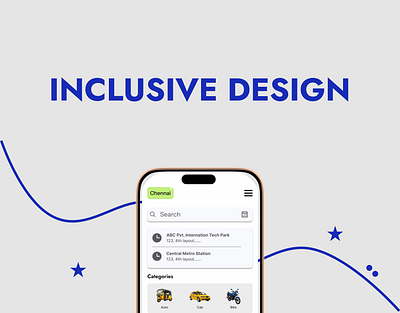 INCLUSIVE DESIGN app design figma inclusive design mobile app ride booking app trending ui uiux ux