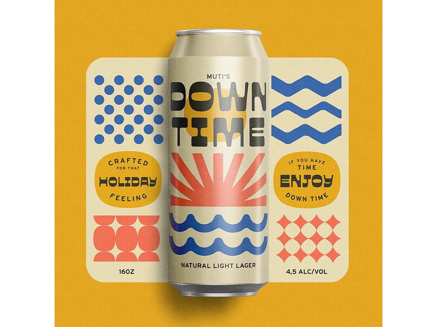 Vibrant Patterns in Down Time Lager Design