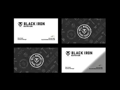 Nutrition Fitness Business Card anvil black brand branding design designer dfw freelance freelancer geometric graphic design hammer icon iron logo mark nutrition pattern trainer