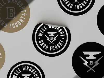 Fitness Nutrition Brand Stickers b black bolt brand branding bw design designer gold graphic design icon identity iron lightning logo mark stickers