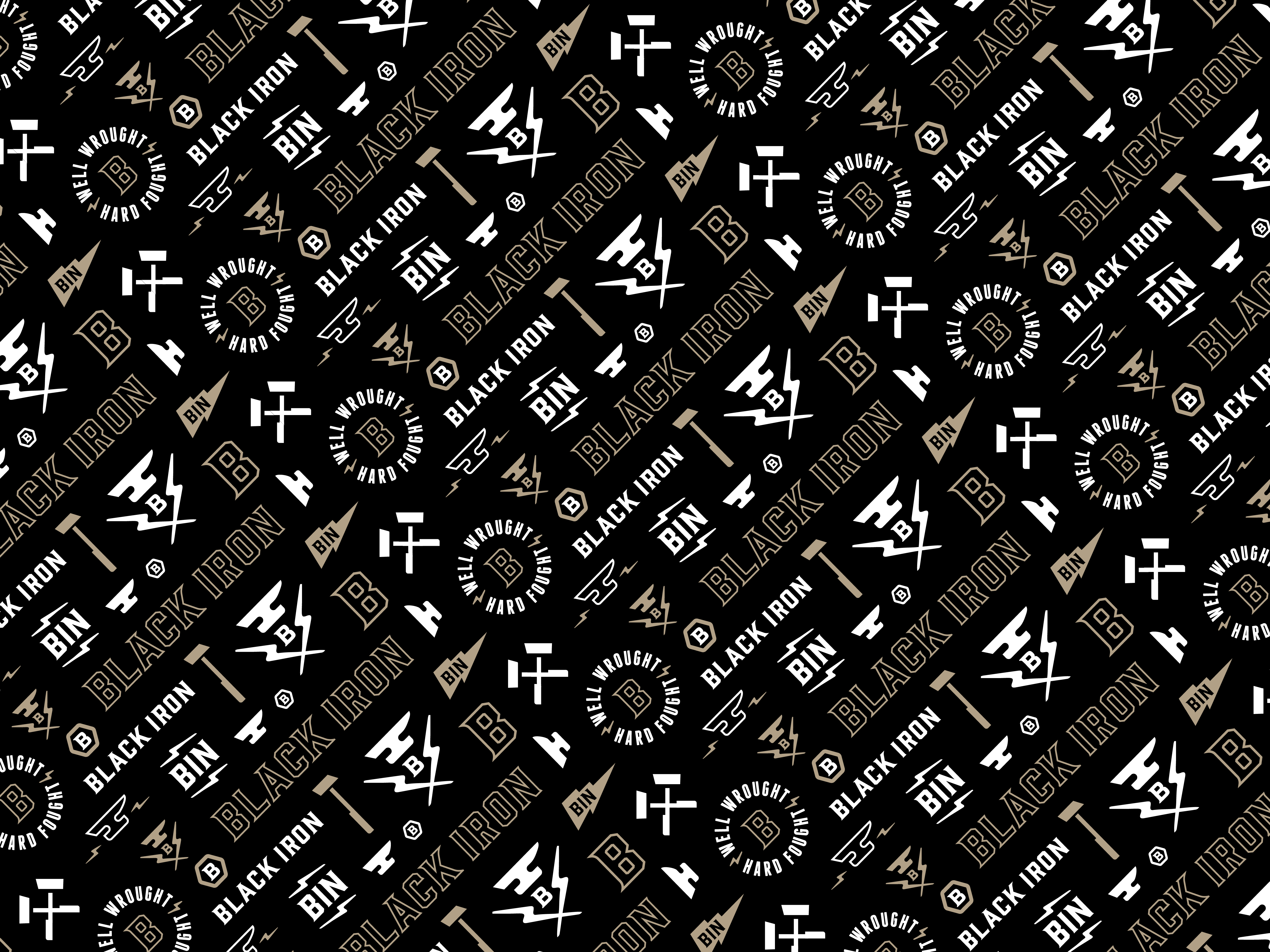 Fitness Nutrition Brand Identity Design Pattern anvil black branding bw design freelance freelancer geometric gold graphic design hammer icon lightning logo mark pattern smith trainer vector
