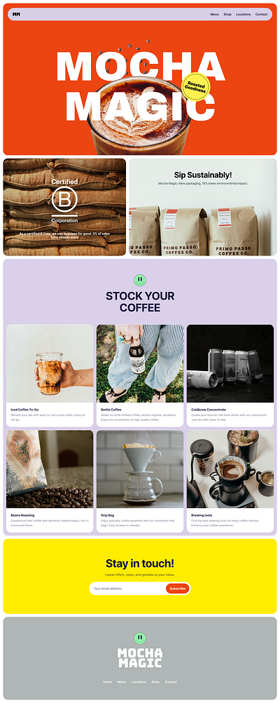 Mocha Magic: Bold & Sustainable Coffee Experience clean coffee design landingpage ui web