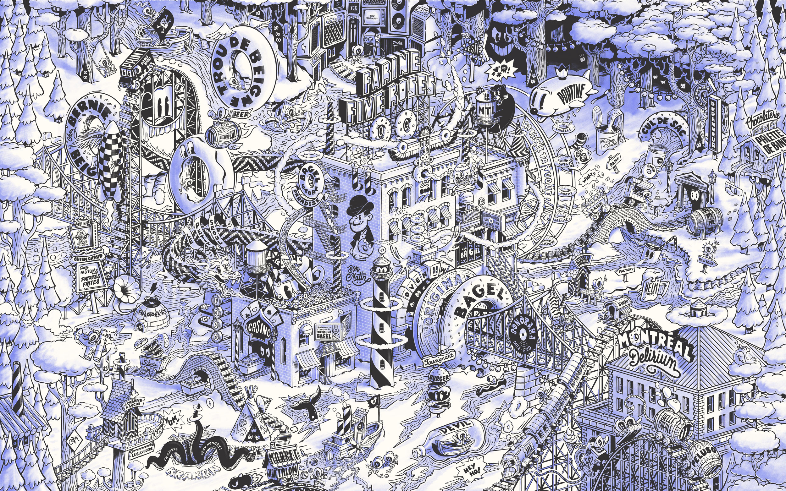 Montréal Delirium art artwork graphic design handmade illustrateur illustration illustration artist illustration détaillée illustrator isométric montreal serigraphie