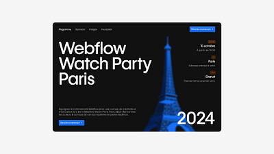 Webflow Watch Party header landing page paris ui ui design webflow