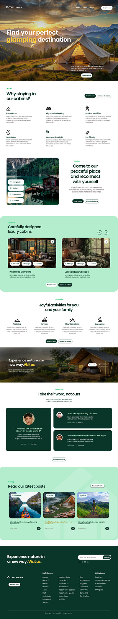 Tent house - Landing page of Glamping destination beautifulwebsites ecoglamping explorenature glampingexperience glampinglife luxurycamping natureretreat outdoorluxury peacefulescape reconnectwithnature relaxinnature staycationgoals travelwebsitedesign uiuxdesign uniquestays unplugandrelax userfriendlywebsite vacationvibes webdesignfortravel wildernessescape