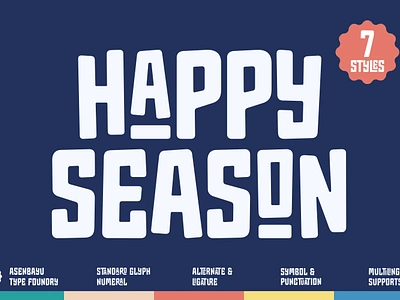 Happy Season Font Family alternate brand design branding cute display elegant fun happy holiday kids new year season