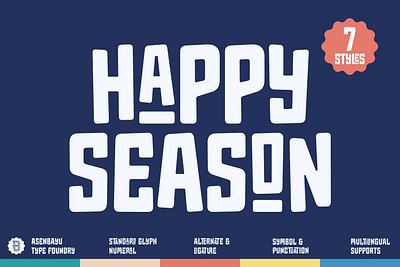 Happy Season Font Family alternate brand design branding cute display elegant fun happy holiday kids new year season