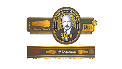 Castellanos Cigars Pipo Cigar Band 3d branding cigar cigar design design graphic design packaging product design