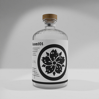 Room101 Gin 3d alcohol branding design gin graphic design liquor packaging product design