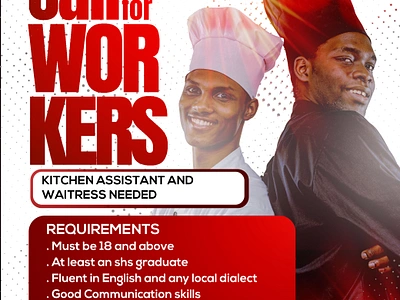 Call for Kitchen Assistant assistant branding design flyer graphic design illustration kitchen vector waiter workers