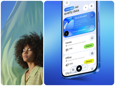 Air Quality Data | Mobile App Redesign air alert app card data design graphic map mobile mockup product design saas service ui ux