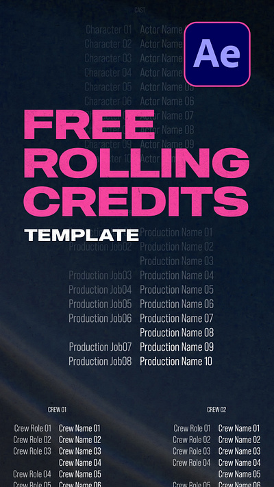 Free Rolling Credits Template for After Effects ae templates after effects after effects template animation template content creation creative assets design resources digital assets editing tools film credits film making free template freebies motion graphics post production rolling credits video editing video production visual effects