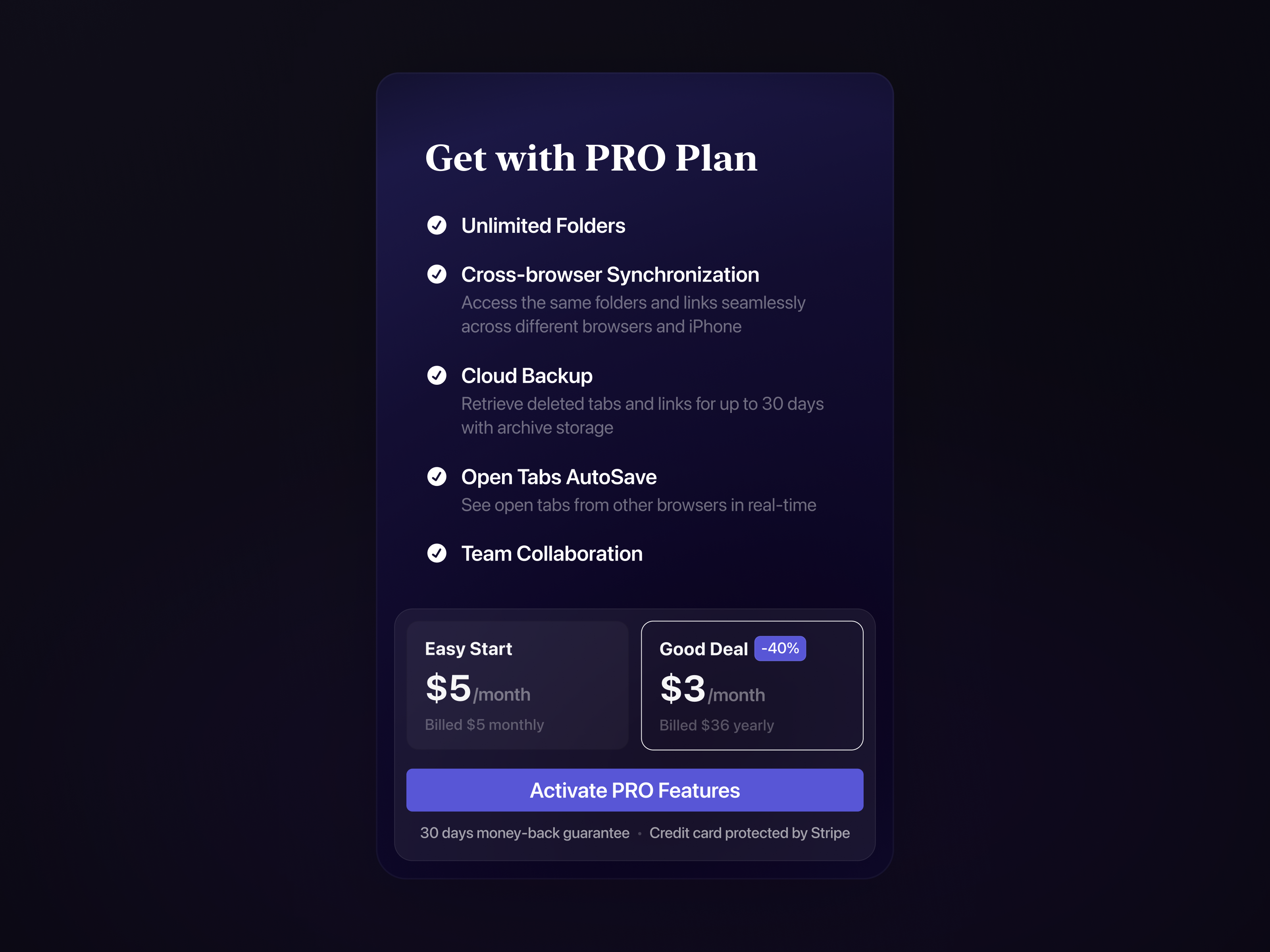 Upgrade Plan Banner for SaaS ai app app design crypto dailyui dark extension features payment plan productivity saas stripe subscription ui upgrade ux violet web
