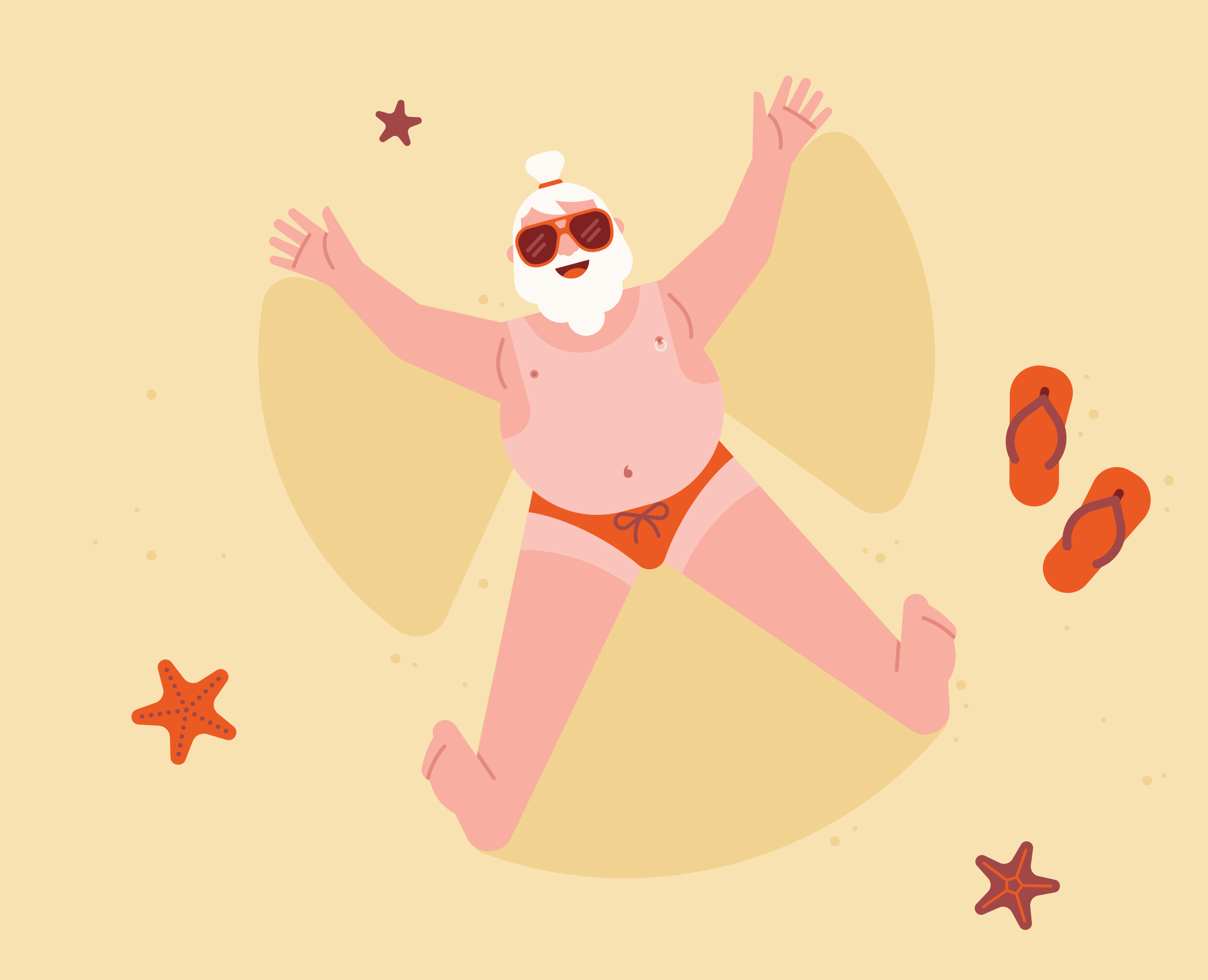 Santa in the sun animation beach character christmas geometric holidays illustration motion graphics santa spot illustration summer vector