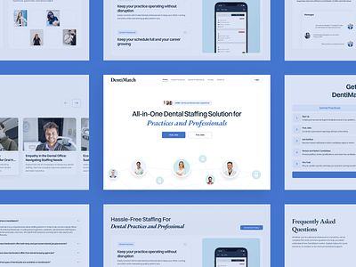 DentiMatch - Landing Page UI UX Design animations branding dental care dentist development healthcare homepage interactions ios app landing page design logo medical web design mobile app design mobile app development mobile ui ui user experience ux web design website design