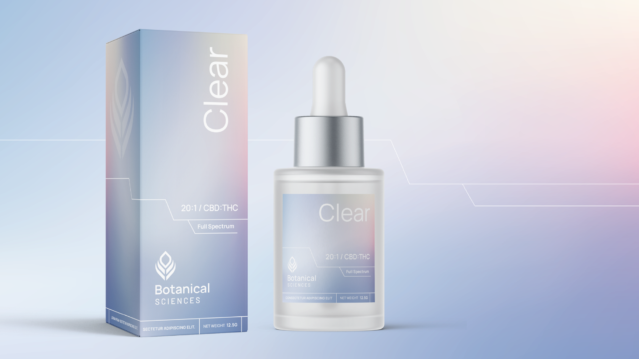 Concept Packaging Design for Botanical Sciences adobe illustrator adobe photoshop cannabis concept gradient graphic design packaging tincture