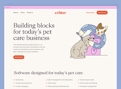 Critter website refresh brand branding cat design dog dog walker graphic design groomer illustration logo marketing pet pets ui ux vector vet walker