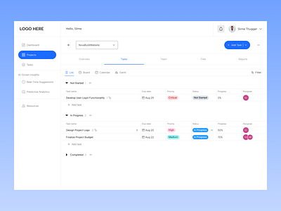 Project Management Dashboard UI dashboard pm project management ui uiux