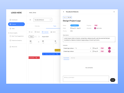 Project Management Dashboard UI [Calendar] calendar dashboard desktop planning profile project project management tasks ui uiux ux