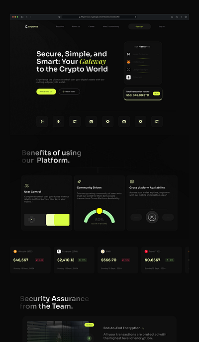 Full Preview Crypto website design minimal productdesign ui uiux website