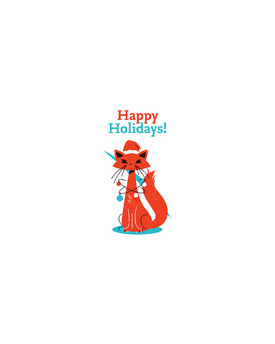 Happy Holidays! with a KITTY! card cat christmas design holiday illustration illustrator kitty minimalist texture vector