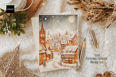 Christmas Postcard Mockup Bundle v.2 christmas postcard mockup cozy christmas greeting card mockup happy new year invitation invitation mockup merry christmas mock up mockup photo mockup postcard postcard mockup postcard mockup set xmas