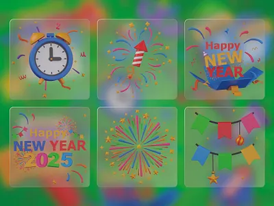 New Year 3D Icon Set 2025 3d 3d icons birthday christmas clock cracker decoration firework graphic design happy new year icon icons illustration new year new year 3d icon party suprise suprise gift xmas