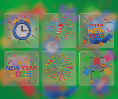 New Year 3D Icon Set 2025 3d 3d icons birthday christmas clock cracker decoration firework graphic design happy new year icon icons illustration new year new year 3d icon party suprise suprise gift xmas