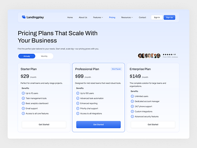 Landing Play - Pricing Section Design design landing page pricing section ui ui design uiux ux web design