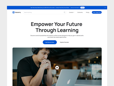 Masterly - Online Course Web UI Design branding design hero section landing page ui ui design uiux ux web design
