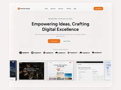 Pixelrise Studio - Hero Section Design branding design hero section landing page ui ui design uiux ux web design