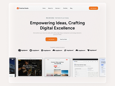 Pixelrise Studio - Hero Section Design branding design hero section landing page ui ui design uiux ux web design