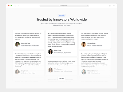 Testimonial Section Design for Saaspro Landing Page branding design landing page testimonial testimonial section ui ui design uiux ux web design
