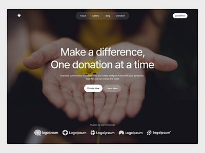 Dona - Hero Section Design Landing Page for NGO Company branding design donation hero section landing page ui ui design uiux ux web design