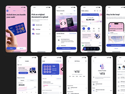 Lavendr - Mobile Banking UI Kit app bank banking card chart credit debit deposit e banking finance finance app fintech fintech app loan mobile money statistic transaction transfer wallet