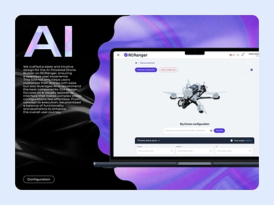 AI-Powered Drone Builder: Customize and Optimize with Ease 3d 3d modeling ai ai integration animation custom drone design drone drone builder drone customization intuitive ui smart configuration ui design uiux user friendly design user interface ux design webdesign website wireframe