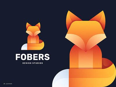 FOBERS Design Studios Logo Design 2d 3d animal brand identity branding character colorful fast fox logo foxy gradient sunset icon logo mark mascot symbol wild wildlife