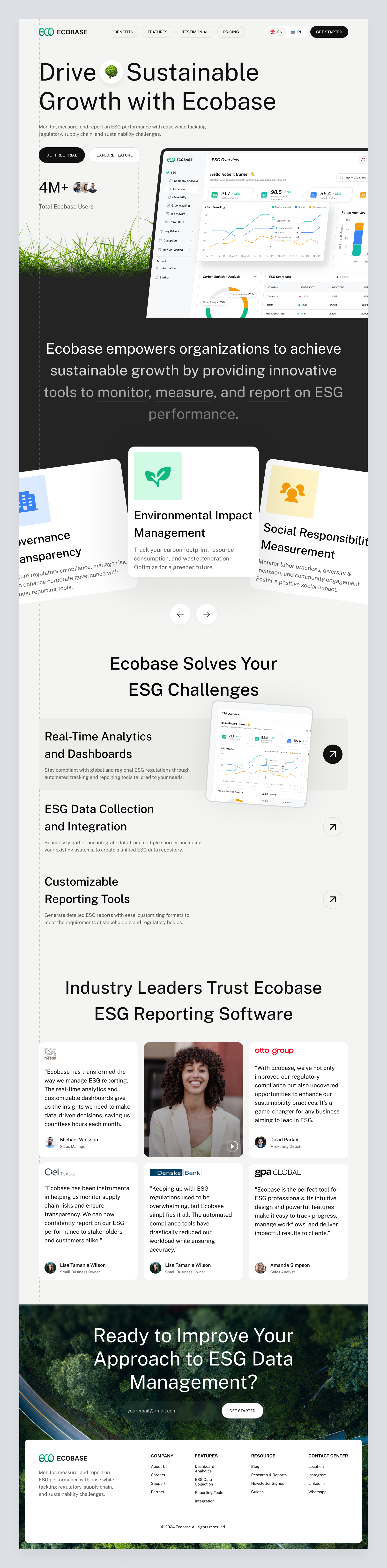 Ecobase - ESG Landing Page by Zaim Maulana for Elux Space on Dribbble