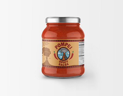 Pompei Spicy Salsa graphic design jar design package design