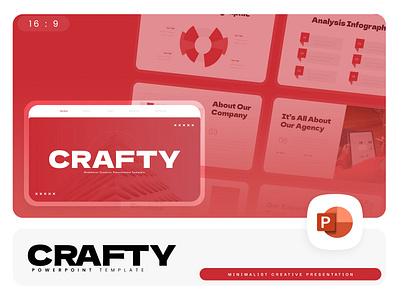 Crafty PowerPoint Template business carfty creative gsl key minimalist modern ppt pptx presentation template red ui website white