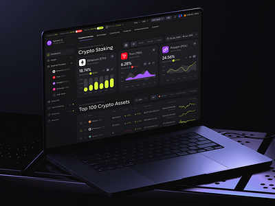 Sphere UI: Crypto (UI KIT) analytics bitcoin crypto crypto dashboard crypto staking crypto wallet cryptocurrency darkmode dashboard defi ethereum neon platform staking stats the18.design trade trading ui kit uikit