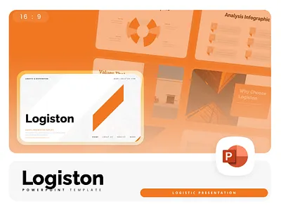 Logiston PowerPoint Template business gsl key logistic logiston modern orange ppt pptx presentation template ui website white