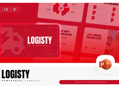 Logisty PowerPoint Template business gsl key logistic logisty modern ppt pptx presentation template red ui website white