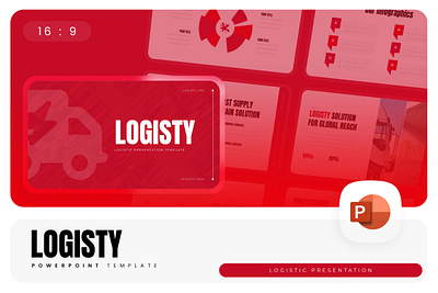 Logisty PowerPoint Template business gsl key logistic logisty modern ppt pptx presentation template red ui website white