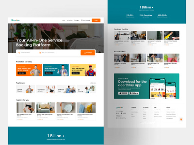 Door2day - All-In-One Service Booking Platform Website booking platfrom customer experience home service home service website design landing page on demand services online booking platforms online service website service service booking service booking website service marketplace service website ui ux designer web design