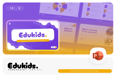 Edukids PowerPoint Template business education edukids gold gsl key kidz lavender modern ppt pptx presentation template school ui website