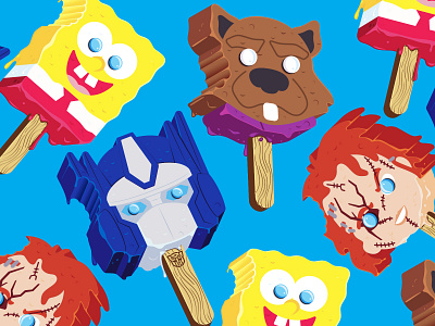 Ice Cream Nostalgia chucky ice cream illustration illustrator meltz optmus prime shredder spongebob the creative pain vector